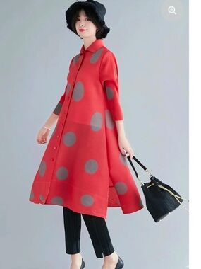 VANITE COUTURE Vanite Couture Coral polka dots dress